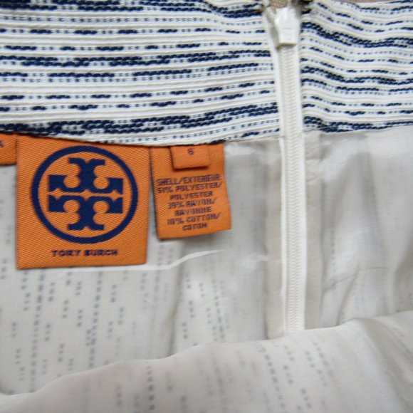Tory Burch Pleated Skirt Navy/White Women’s Size 6,lined - Picture 4 of 6